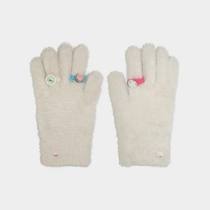 [2차]Knit button rings gloves (cream)