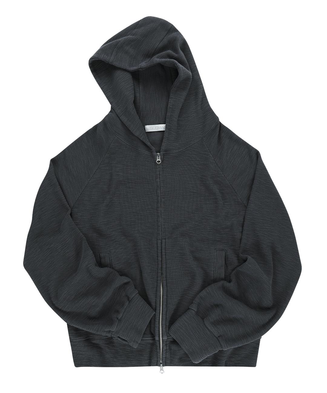 SLUB BASIC HOOD ZIP-UP [CHARCOAL]