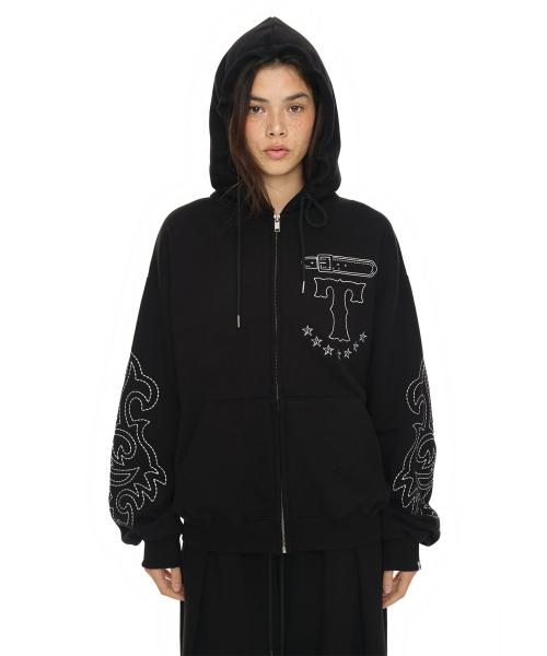 웨스턴 스티치 집업 후디 블랙