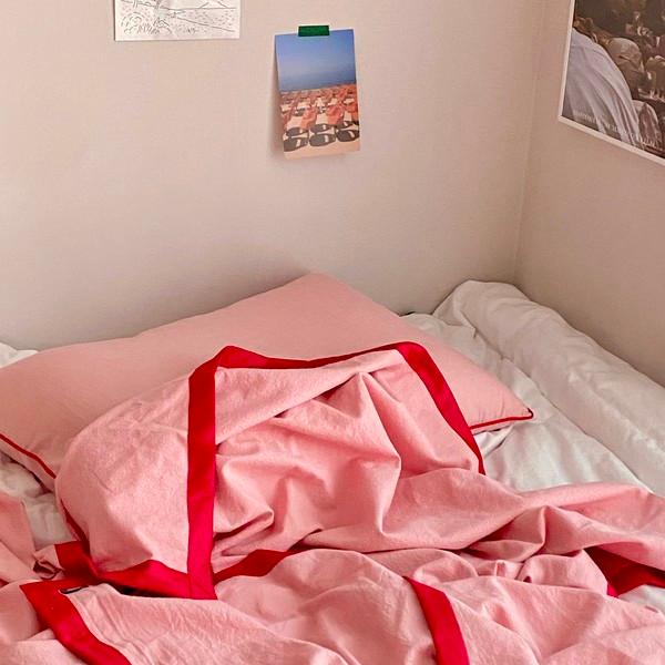 여름 이불 레드핑크 면 담요 간절기 휴대용 캠핑 블랭킷