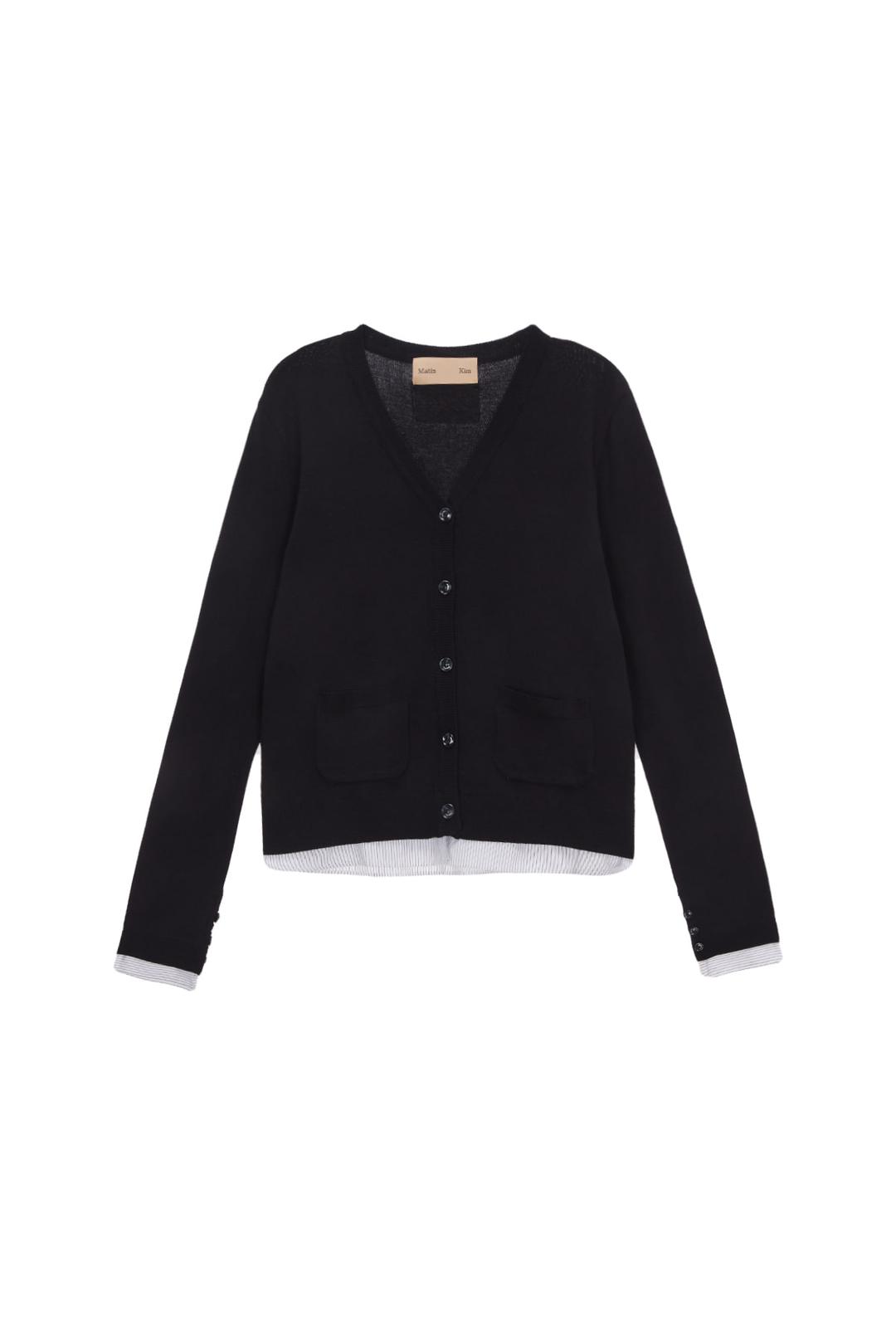SHIRT MIXED PLAIN CARDIGAN IN BLACK