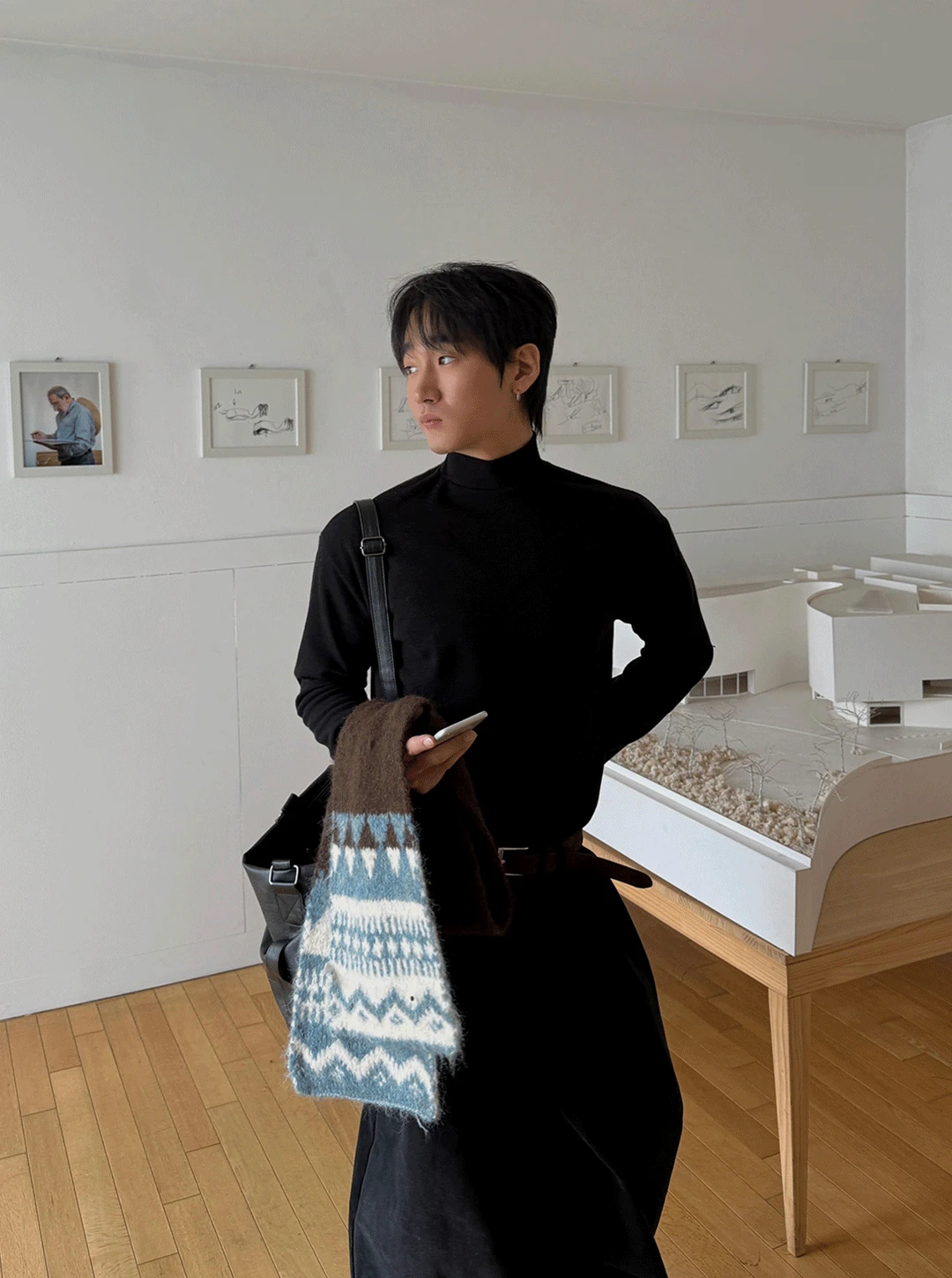 기모 핸드워머 반폴라 티셔츠 2C