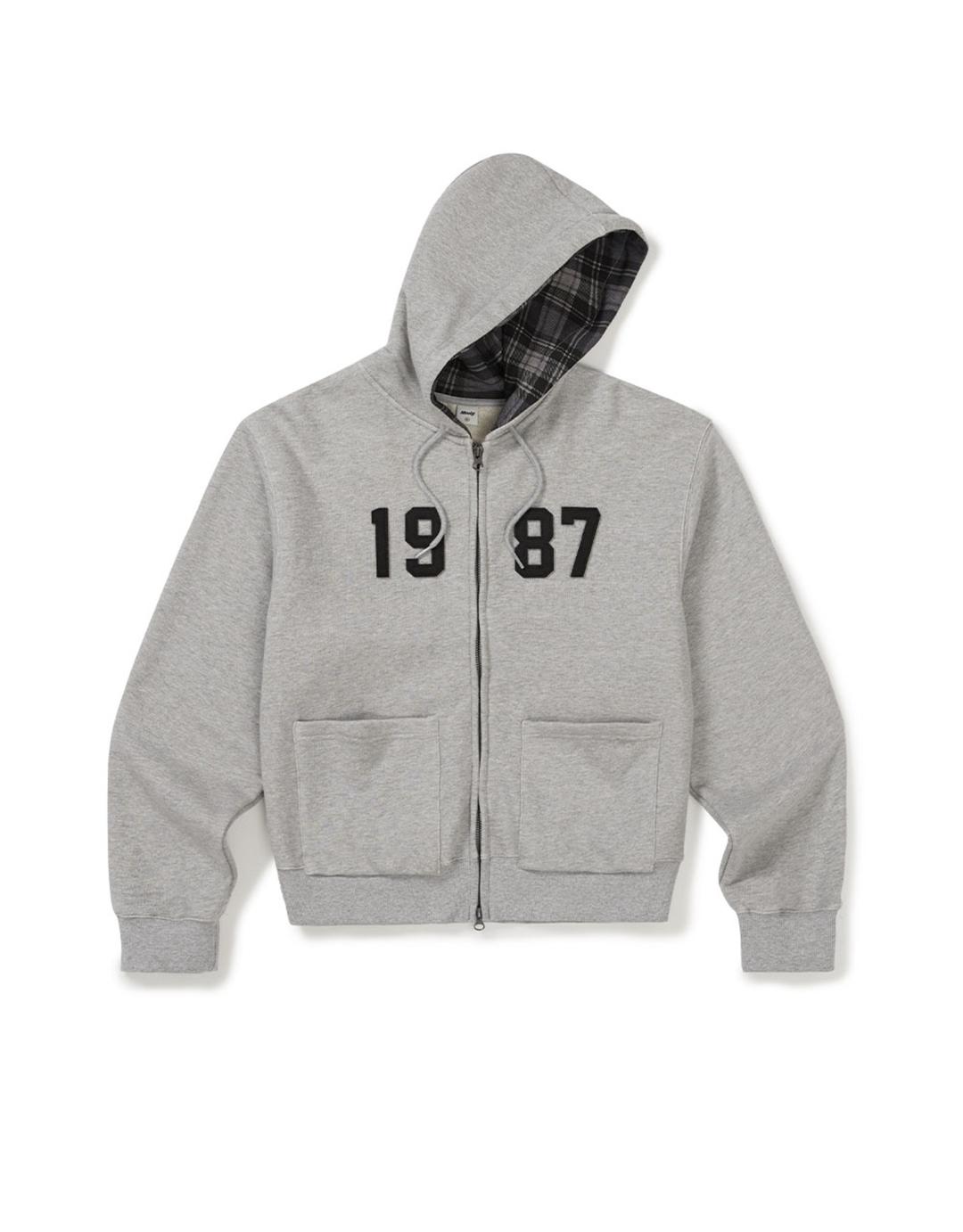[Mmlg] CHECK PATTERN HOOD ZIPUP (EVERY GREY)
