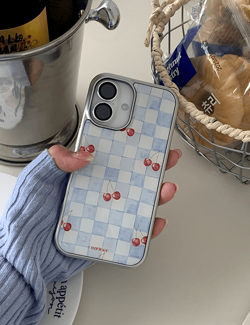 [made] check cherry epoxy silver bumper case