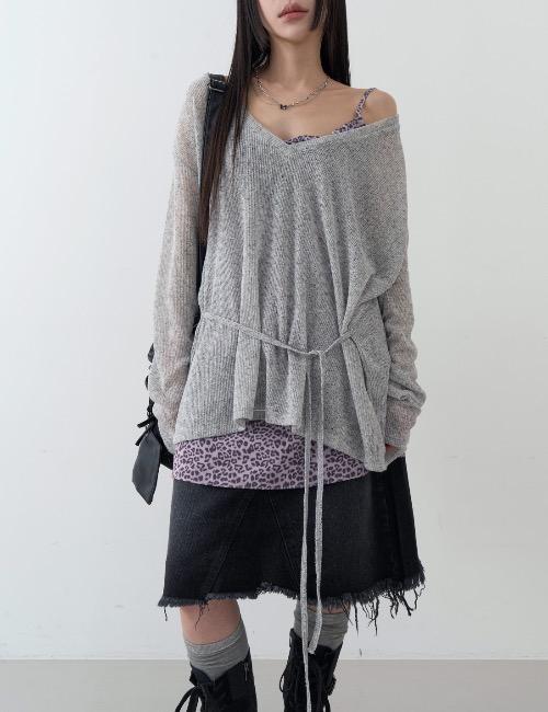 v neck wrap knit tee
