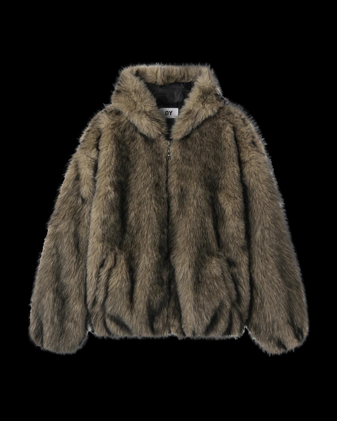 오와이 와일드 퍼 후디 자켓 베이지 OYBEF1OU016BE | 카시나 KASINA