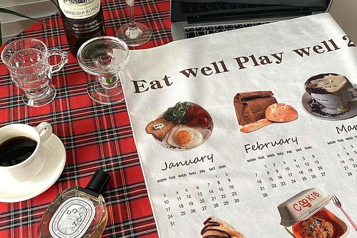 [해외] 패브릭 디저트 캘린더 벽걸이 달력 포스터