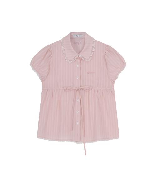 Puff Sleeve Lace Shirt Pink