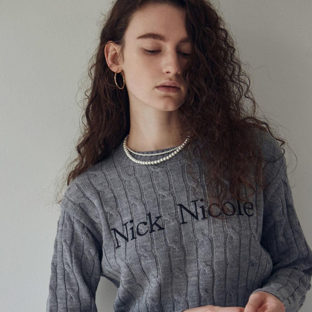 NICOLE CABLE CROP KNIT_GRAY