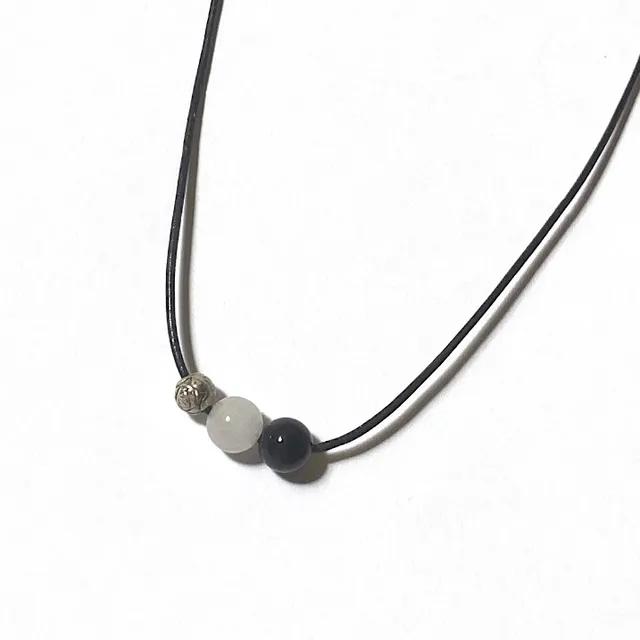 심플 스톤 천연가죽 원석목걸이 <3 simple stone necklace