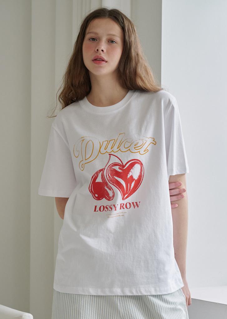 Retro Cherry Heart T-Shirt [White]