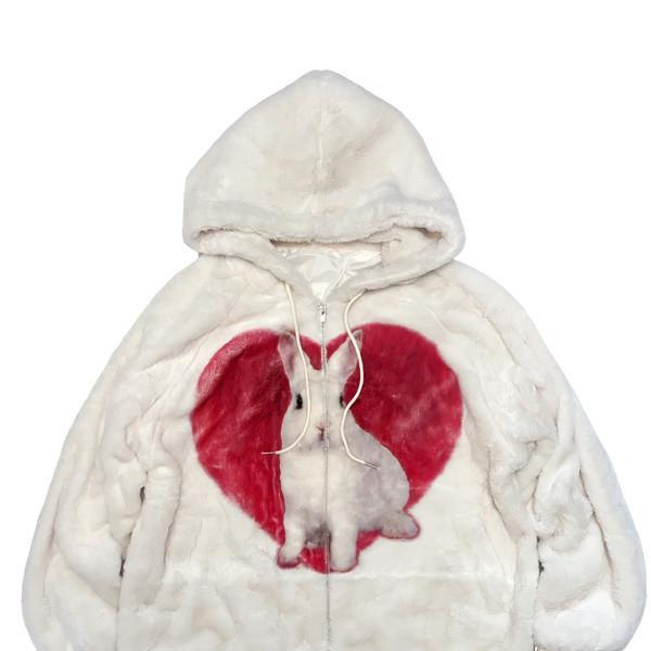 (1월13일 순차배송)Rabbit Heart Fur Jacket IVORY Ver.3