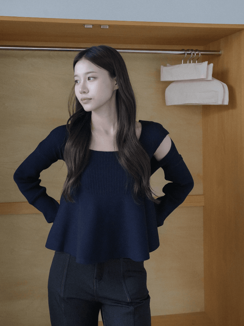 [NouArté] 디어 벌룬 볼레로 니트 (네이비)