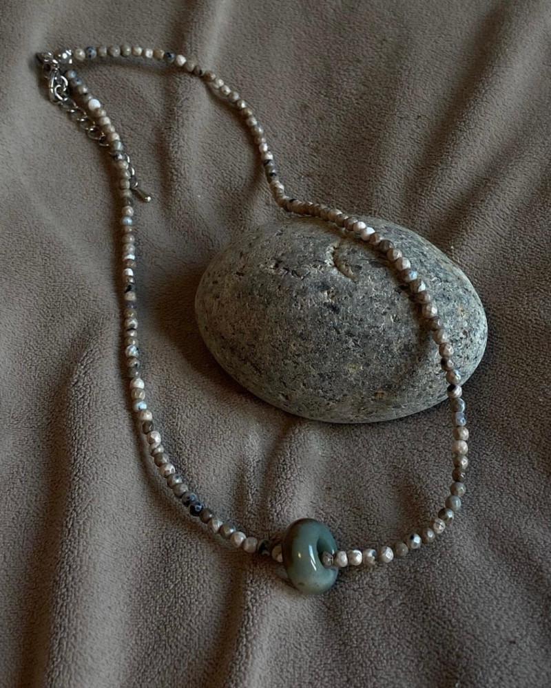 [만월] 링 팬던트 투컬러 비즈 오리엔탈 목걸이