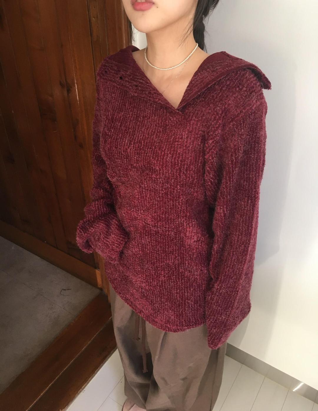 소브 (*당일출고*/sov 자체제작/ 4color ) MADE 슬래쉬 버튼 숄더 후드니트