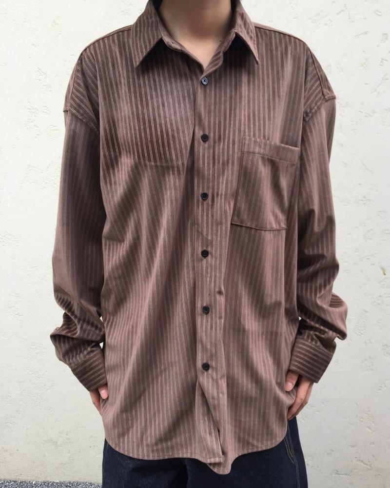 우디 벨벳 스트라이프 셔츠