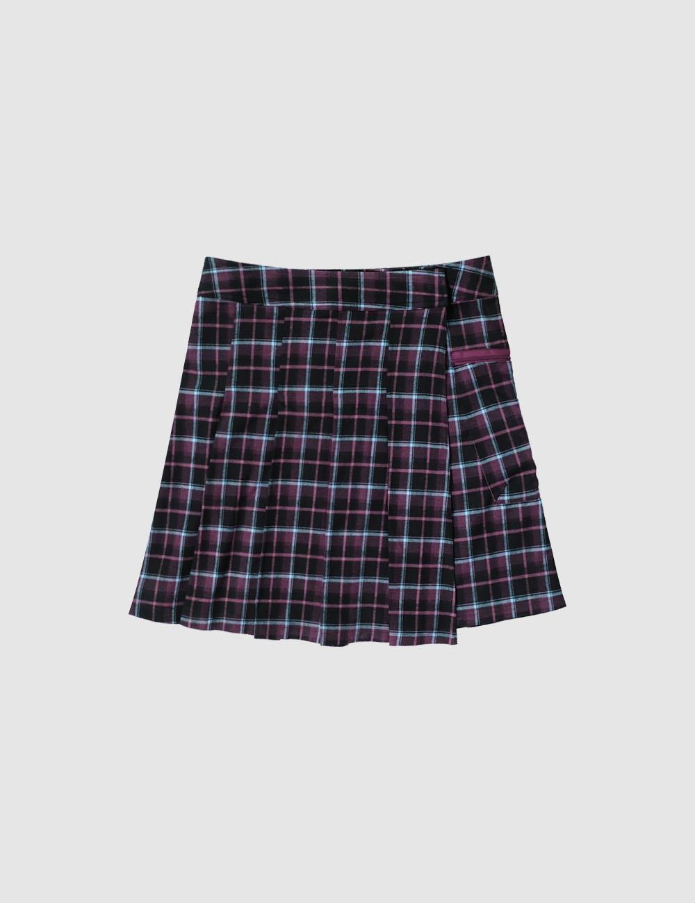[4차 리오더] Wrap pleats skirt, checked