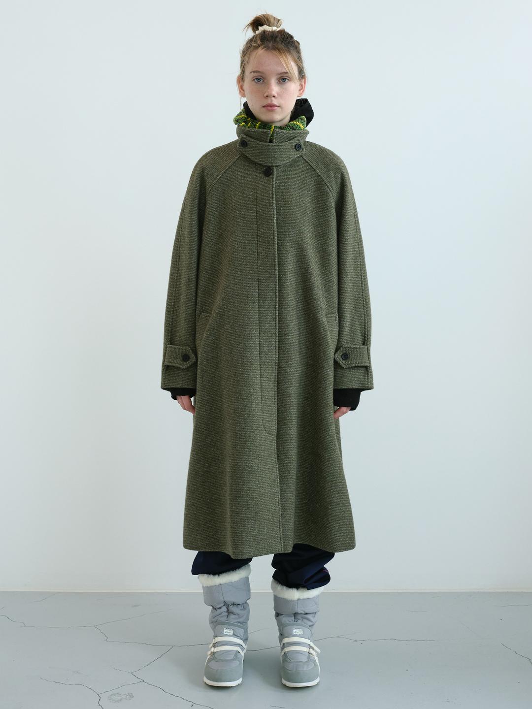 스트라이프 발마칸 코트 (Khaki)