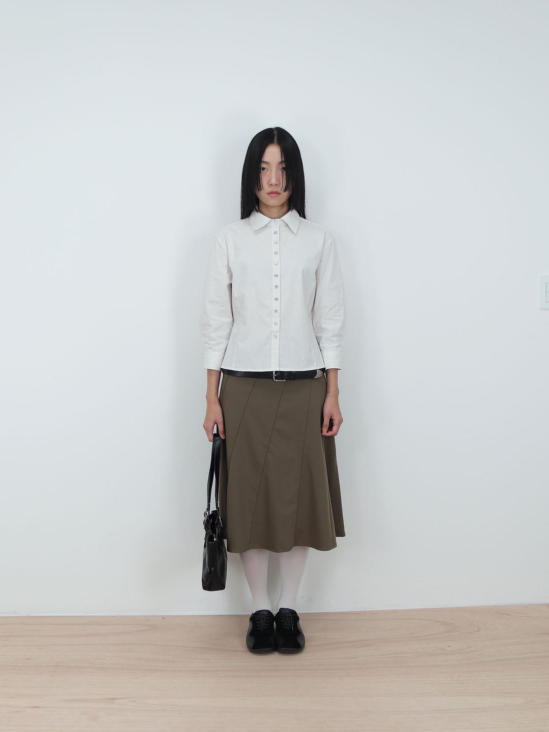 김미 야오 7부 버튼 셔츠