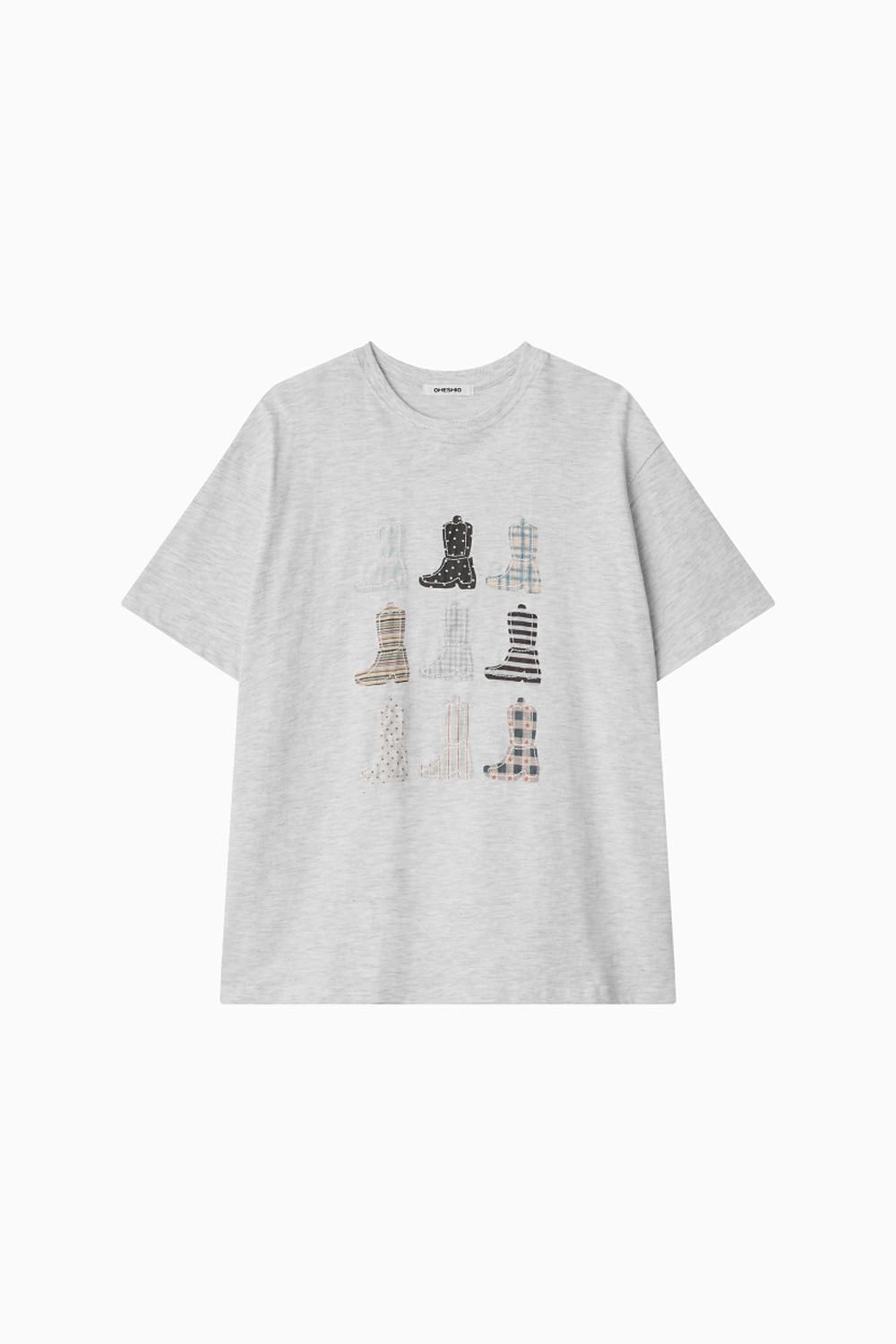 PONY BOOTS OVERFIT T-SHIRT, MELANGE