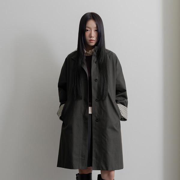 CONTRAST CHECK TRENCH COAT (1COLOR)