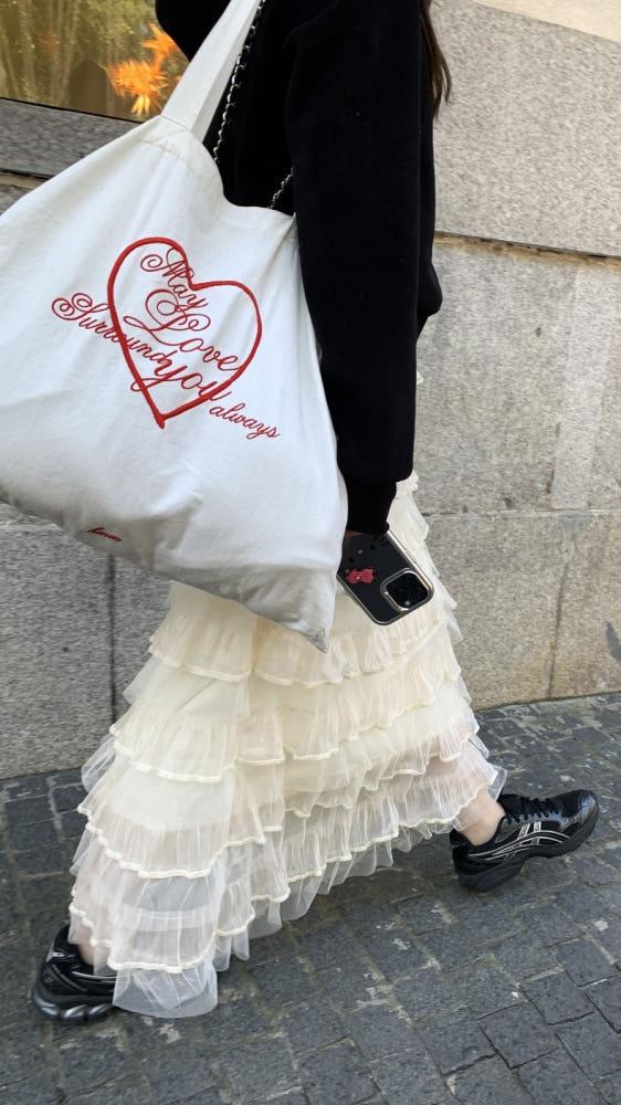 엘프 프렌치 메쉬 케이크 롱스커트 2type