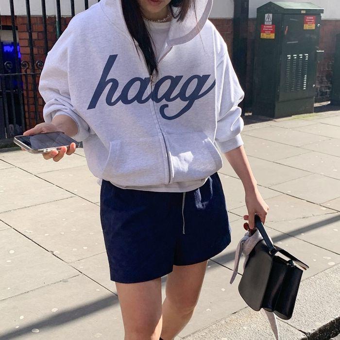 a mix hoodie zip-up (light grey)