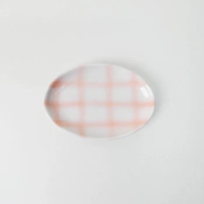 Grid Dessert Plate / Pink