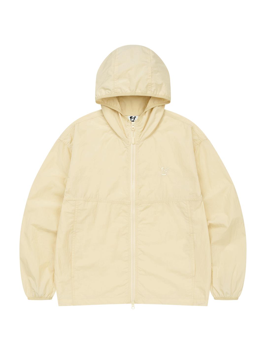 [5/15 예약발송] 플로럴 로고 크런키 후드 윈드브레이커 CREAM