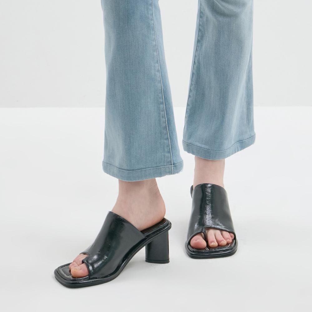 [OUTLET] 스퀘어 토 스티치 슬리퍼 412223019 (6cm/3colors)