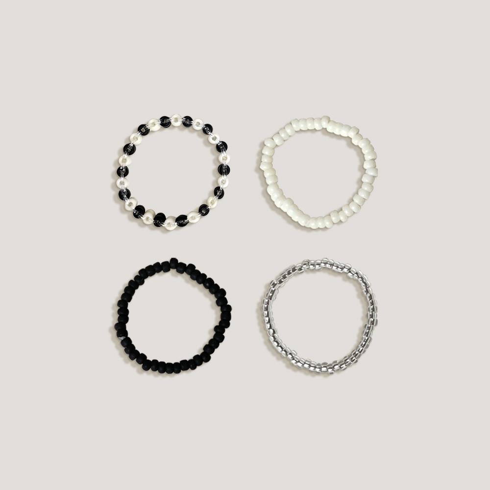 [어리틀티클] 체커보드 시리즈 링 no.2 - 비즈반지 4 set