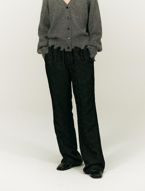 DAMASK JACQUARD BANDING PANTS [BLACK]
