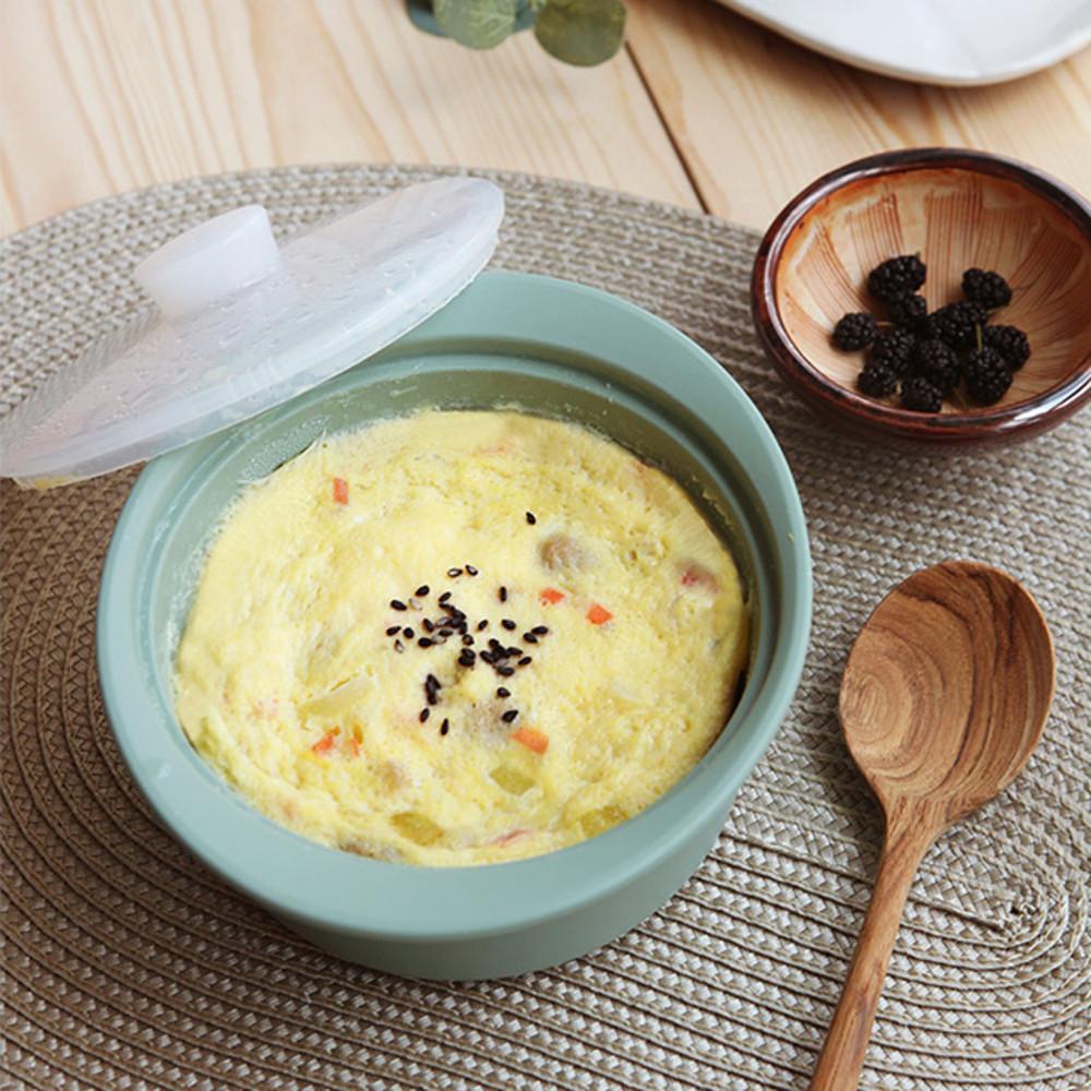 파스텔 실리콘 냄비 520ml 전자렌지 라면용기 계란찜 이유식 찜기