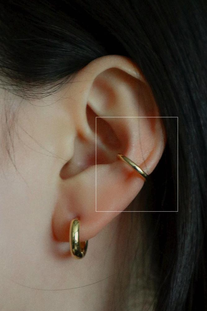 925silver 라운드 슬림 베이직 남녀공용 이어커프 귀찌 1ea (2 color)