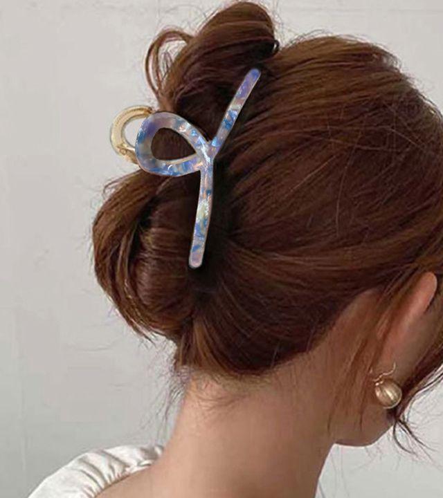 [1+1할인/당일출고] 자개 꼬임 집게핀 올림머리 긴머리 반묶음 고급 헤어핀 빅사이즈 집게핀 세트 심플 베이직 숱많은 심플 데일리핀