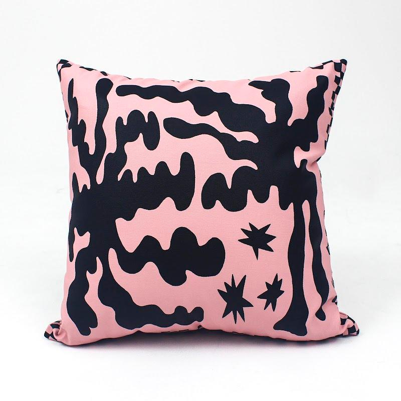 Drew's Palm Cushion Cover Pink/Black