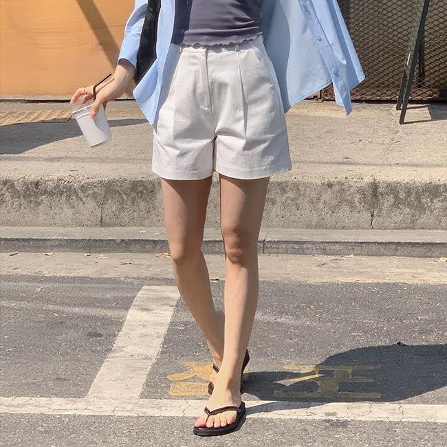 니썸 [누적20만장🎁압도적리뷰/슬랙스+코튼/반바지/팬츠/바지/하프슬랙스/하객룩][MADE]내맘에홀릭핀턱하프슬랙스 - 6color