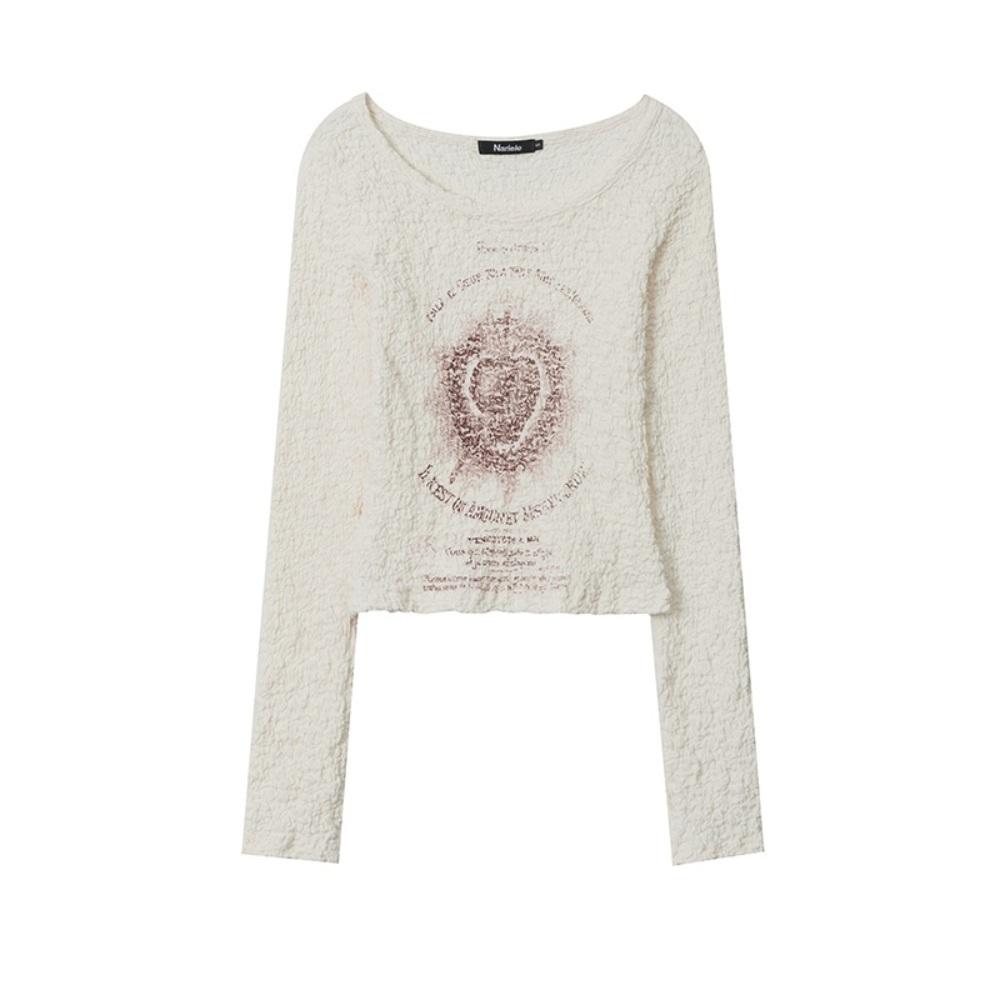 로즈 링클 딥 넥 티셔츠