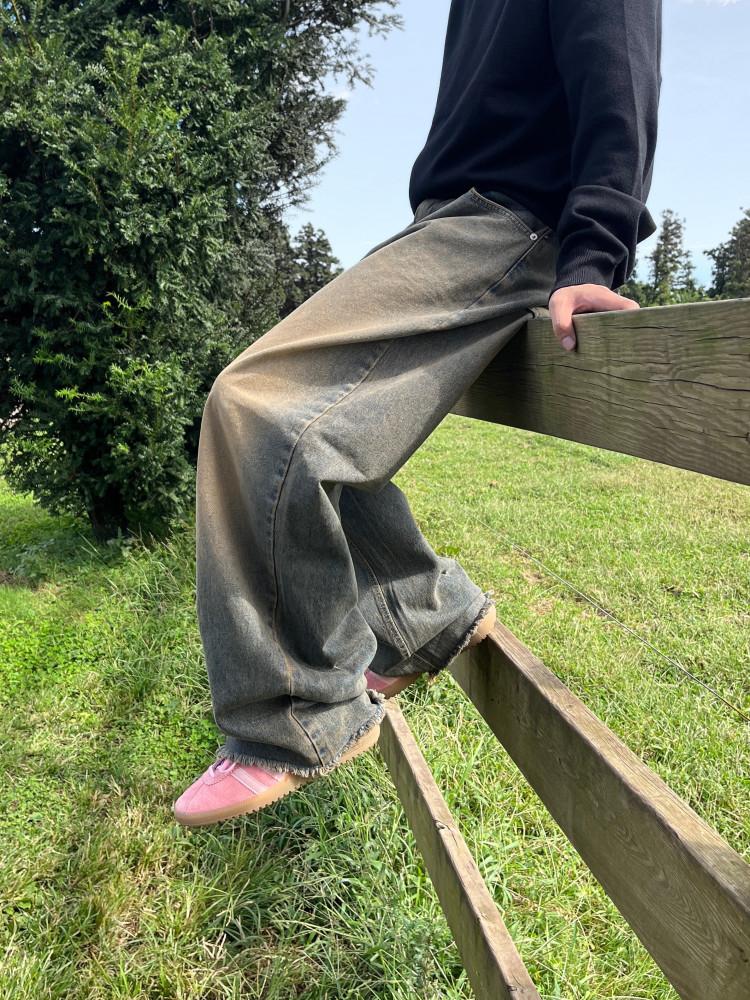 웨스트 와이드 데님 팬츠 -2C