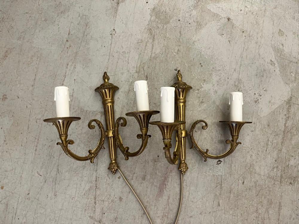 프랑스 앤틱 2구 브론즈 벽등