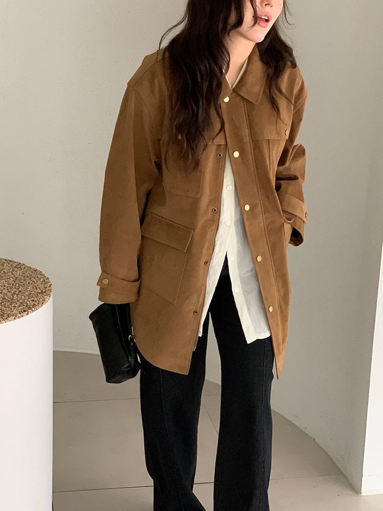 데몬 스웨이드 오버핏 자켓