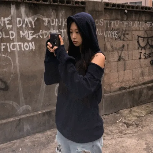 off shoulder hoodie [2color]