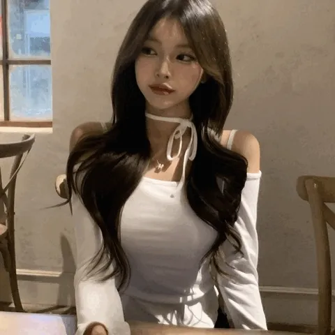 [넥리본/섹시룩] 간절기 리본 오프숄더 긴팔 티셔츠