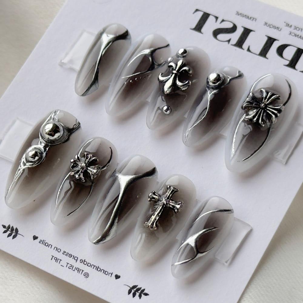 크롬 트라이벌 수제네일팁