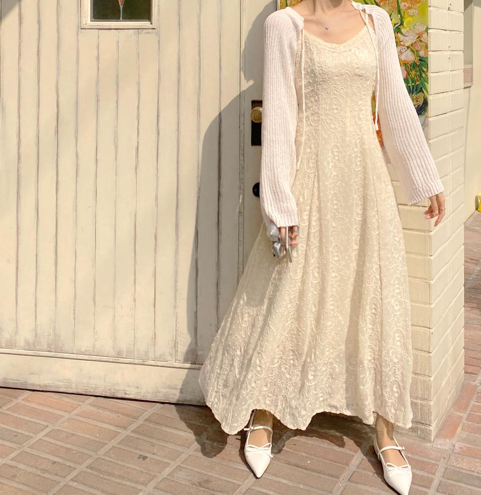 [이벤트특가] 다프네 레이스 롱 나시 원피스