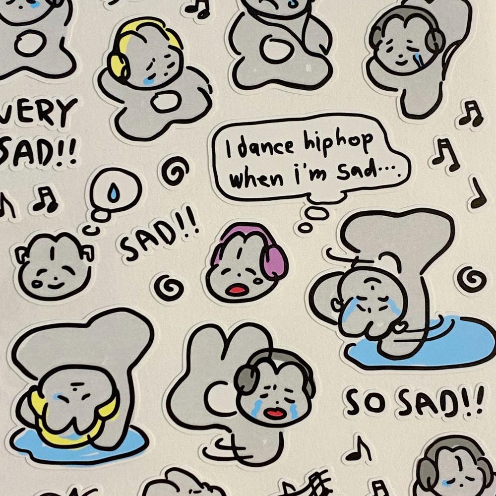 [히히클럽] 엉망진창 난 슬플때 힙합을 춰 칼선 스티커