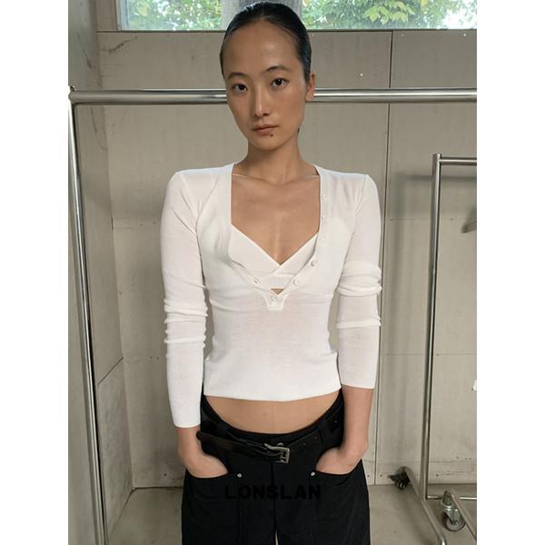 LONSLAN Knit Cardigan Tank Top Shorts Set