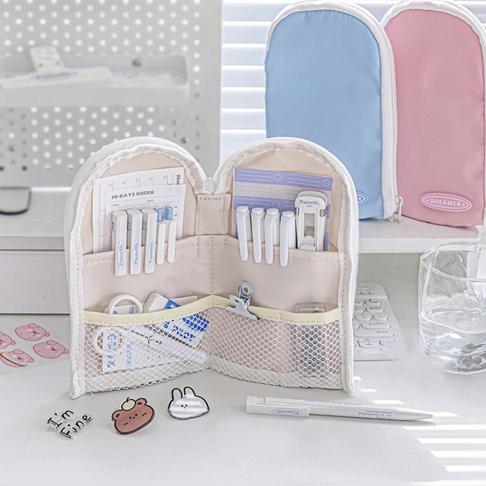 아임 귀여운 캐릭터 꾸밈 스티커 지퍼 파우치 천필통 3컬러