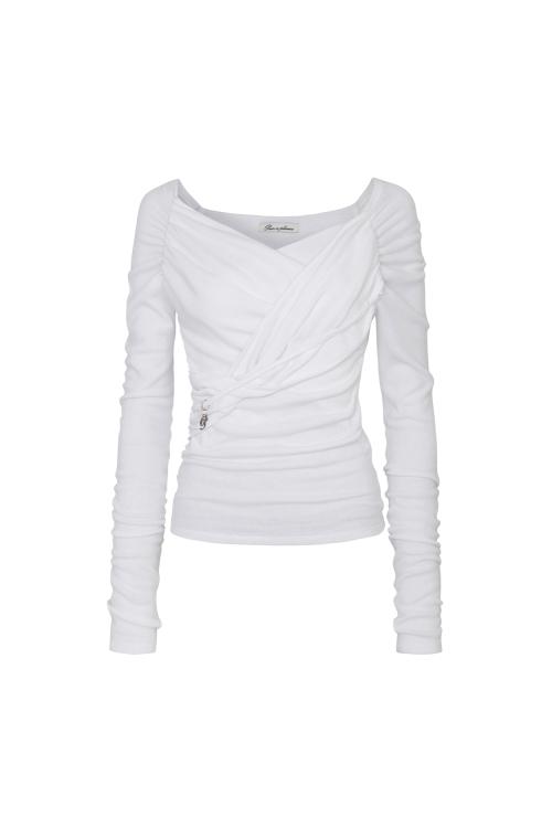 SOFT DRAPED OFF SHOULDER TOP white