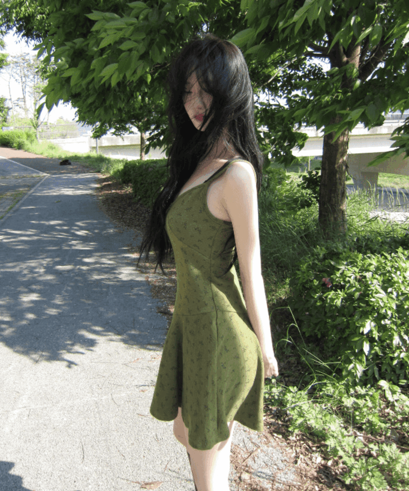 [초록미학🌱/문의폭주] 하루 그린티 플라워 미니 원피스